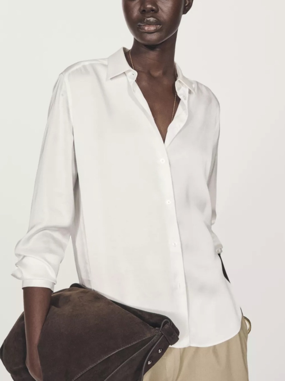Massimo Dutti NWT flowing satin shirt white 5150/950